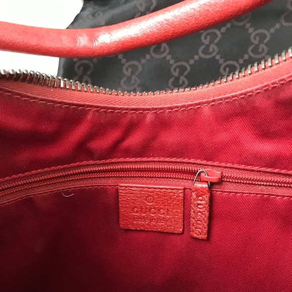 Gucci Vintage Red GG Canvas Ring Handle Shoulder Bag - Picture 5 of 7